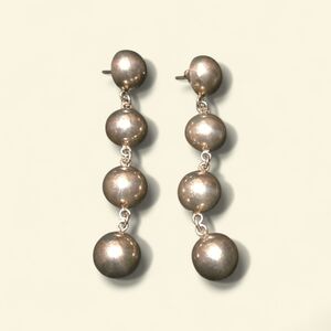 Chic Silver Beaded Drop Earrings